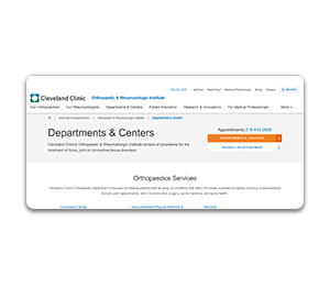Cleveland Clinic Orthopedics - main banner